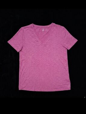 tasc Performance All Day V-Neck T-Shirt XS Tuscany Pink Bamboo Cotton TW883